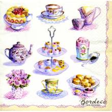 Serwetka do decoupage ciasteczka i porcelanowy serwis 33x33 PAW